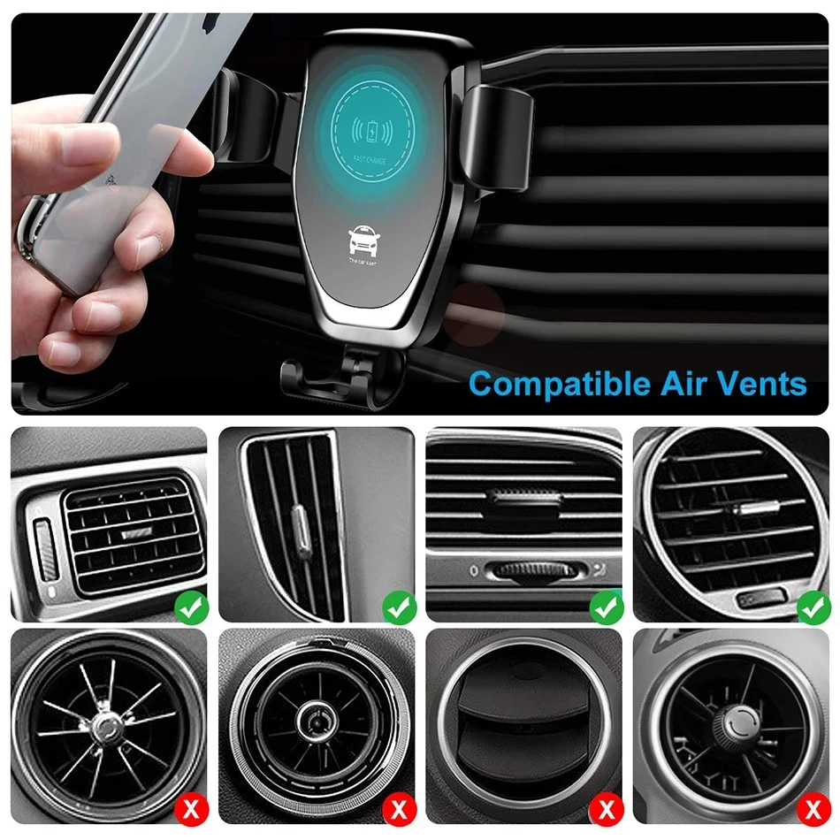 Wireless Car Charger Mount Fast Charging - VIKEFON Caricatore Wireless per Auto, Supporto