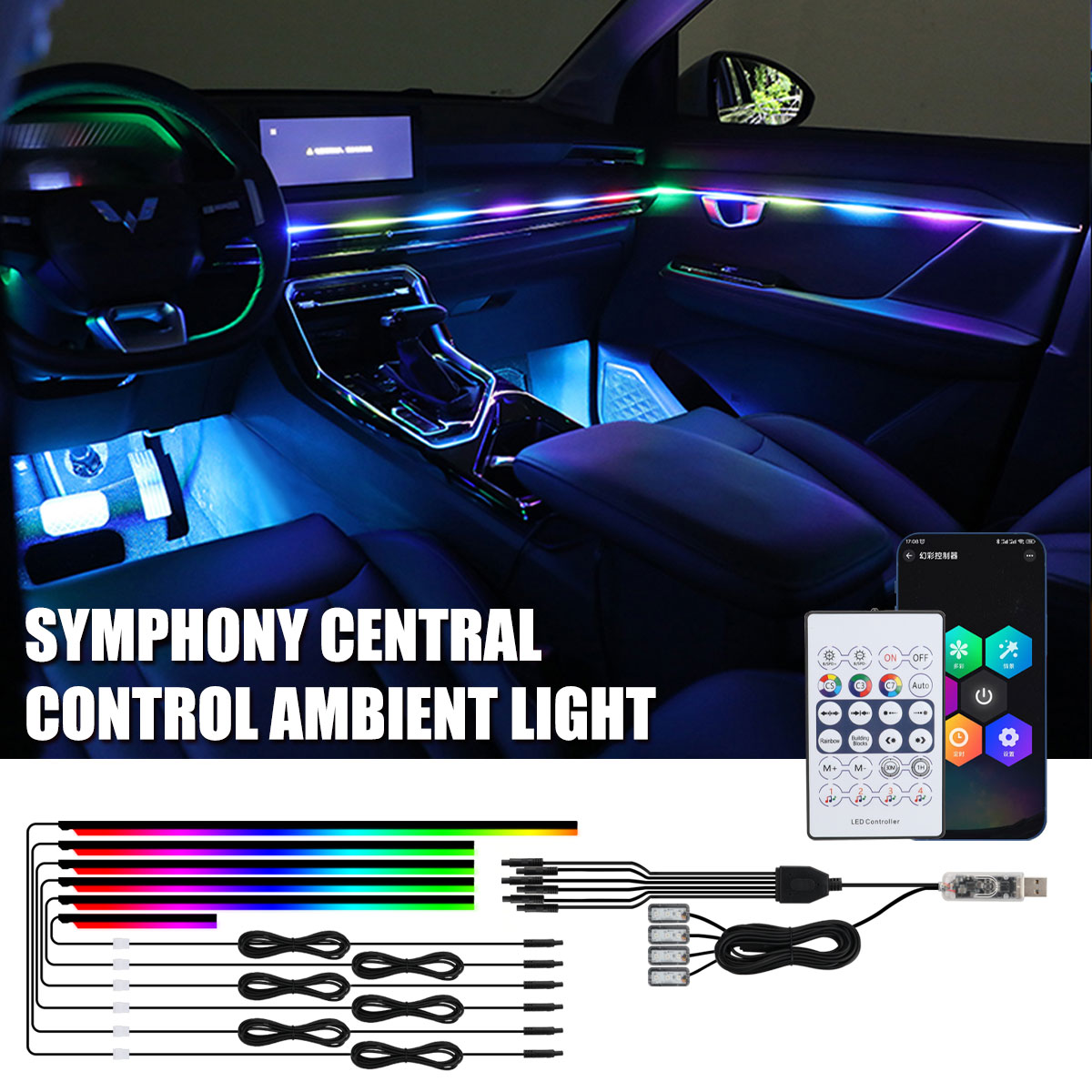 Led Ambient Interior Car Lights App Control - Luci ambientali per auto sinfoniche universali