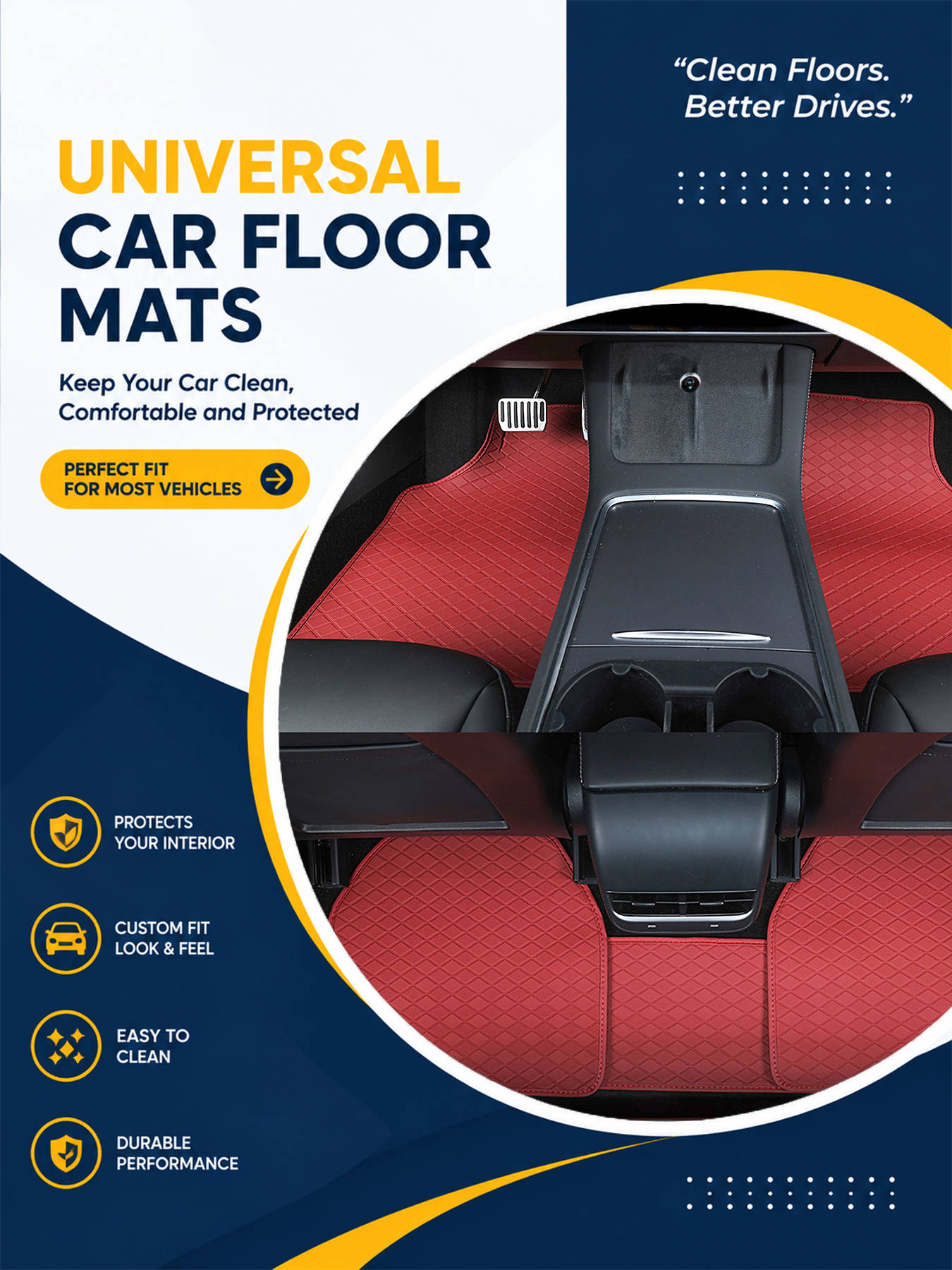 Car Floor Mats Universal Waterproof Leather - Tappetini per auto, set completo, universali,