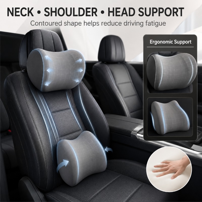 Set Cuscino Poggiatesta e Supp - Memory Foam Car Neck Pillow Lumbar Support recensione e prezzo