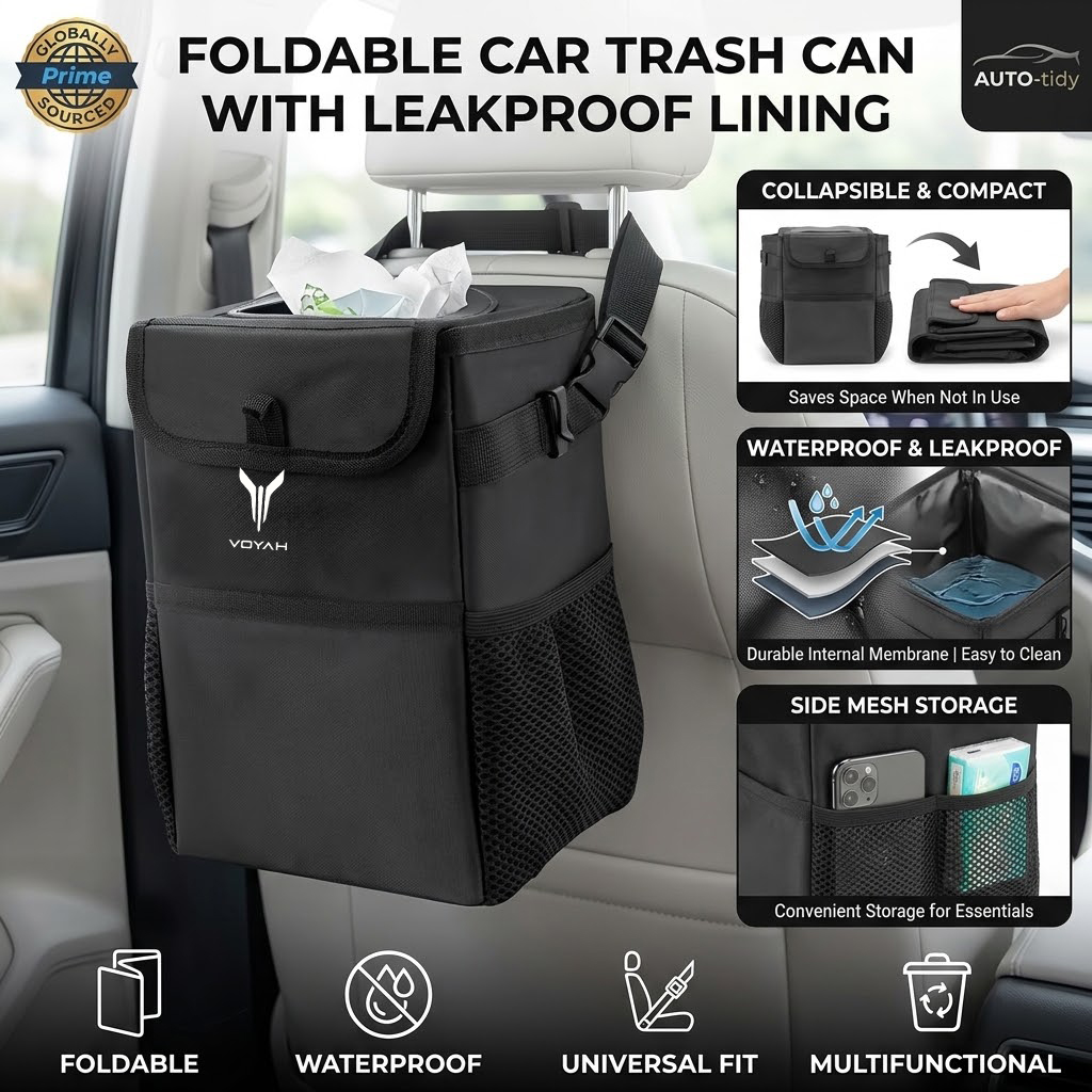 Cestino per rifiuti da auto pi - Waterproof Car Trash Can With Lid recensione e prezzo