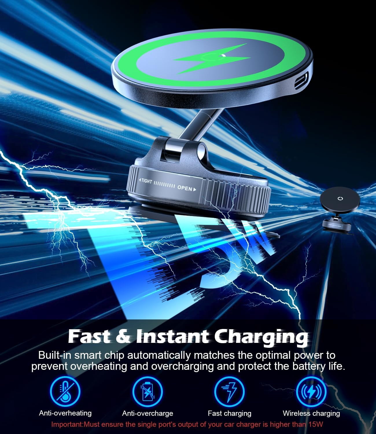 Caricatore Wireless Veloce 15W - Wireless Car Charger Mount Fast Charging recensione e prezzo